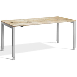 Solid Wood 4 Leg Standing Desk - Rega - Reclaimed Scaffold Board Top - Silver Frame - Studio Image