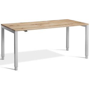 Solid Wood 4 Leg Standing Desk - Rega - Solid Oak Top - Silver Frame - Studio Image