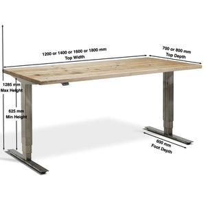 Solid Wood Adjustable Standing Desk - Ultimate Masta - Dimensions