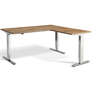 Solid Wood L-Shape Standing Desk - Masta - Solid Oak Top - Chrome Frame - Studio Image