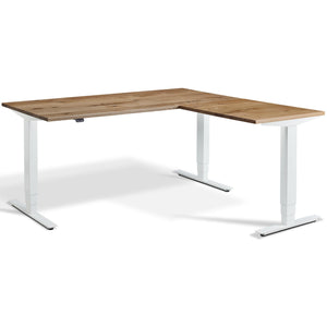 Solid Wood L-Shape Standing Desk - Masta - Solid Oak Top - White Frame - Studio Image