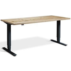 Solid Wood Sit Stand Desk - Ultimate Masta - Black Frame - Reclaimed Scaffold Board Top - Studio Image