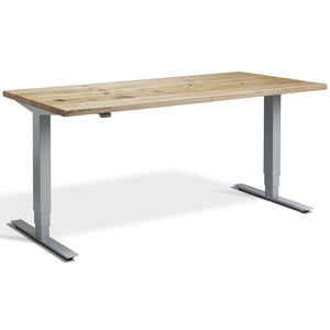 Solid Wood Sit Stand Desk - Ultimate Masta - Silver Frame - Reclaimed Scaffold Board Top - Studio Image