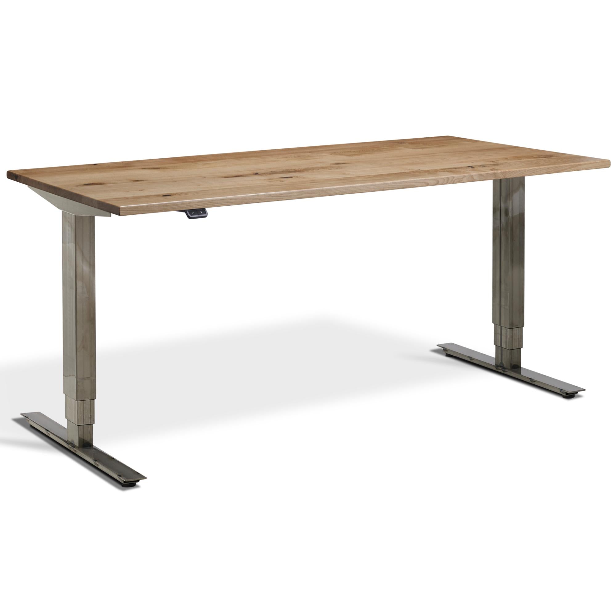 Solid Wood Standing Desk - Ultimate Masta - Raw Steel Frame - Solid Oak Top - Studio Image