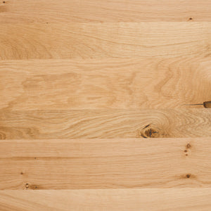 Solid Oak Desktop - close up view from above showing grain and knots