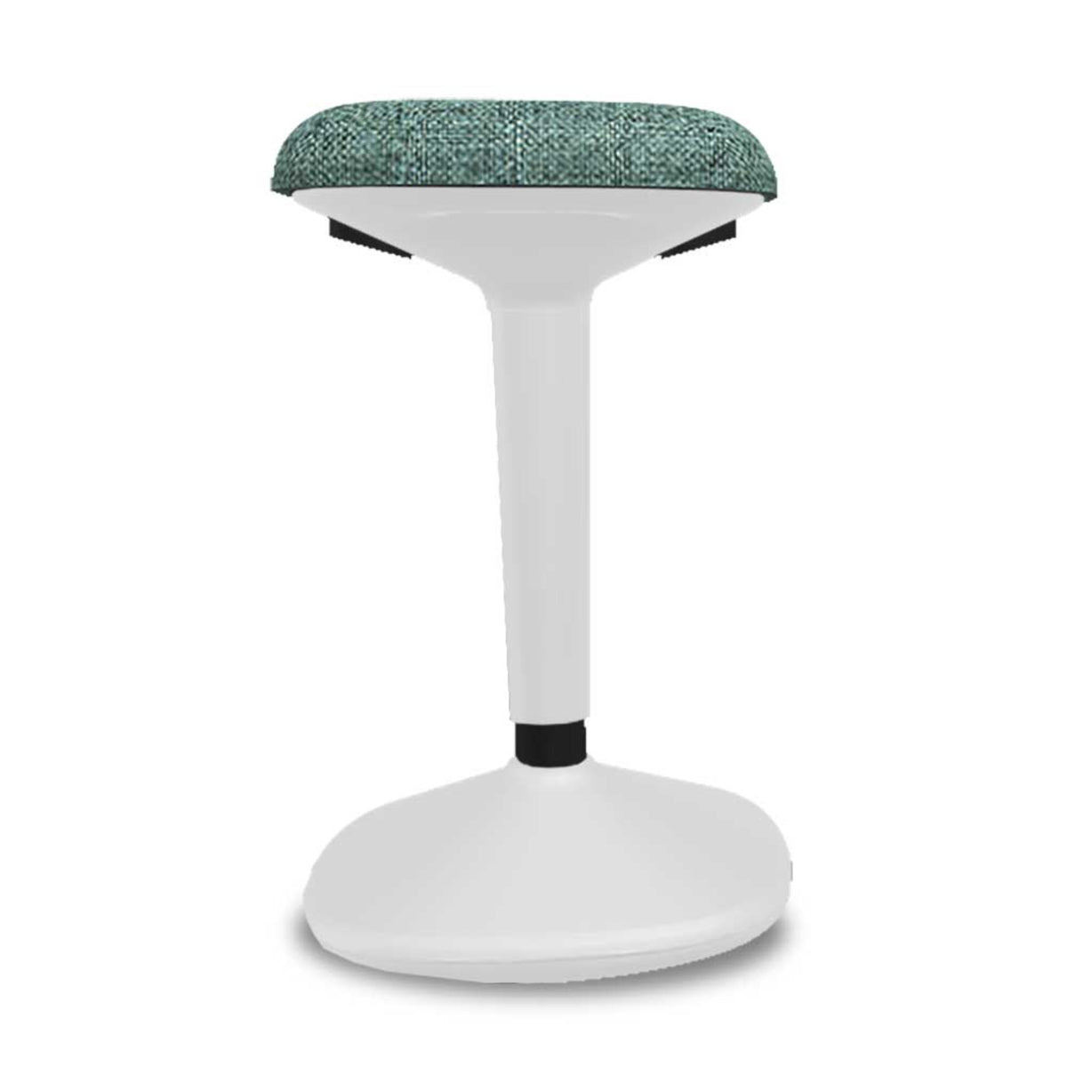 Stand Up Seat - Viasit Younit - Tele-Grey Base - Green Rivet 1261 Seat Fabric - Studio Image