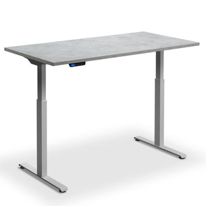 standing desk 100cm width light concrete top silver frame front view