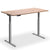 100cm wide standing desk timber top silver frame view from front