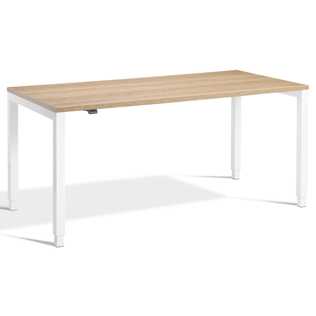 Standing Desk 4 Legs - Rega - White Frame - Brown Oak Top - Studio Image