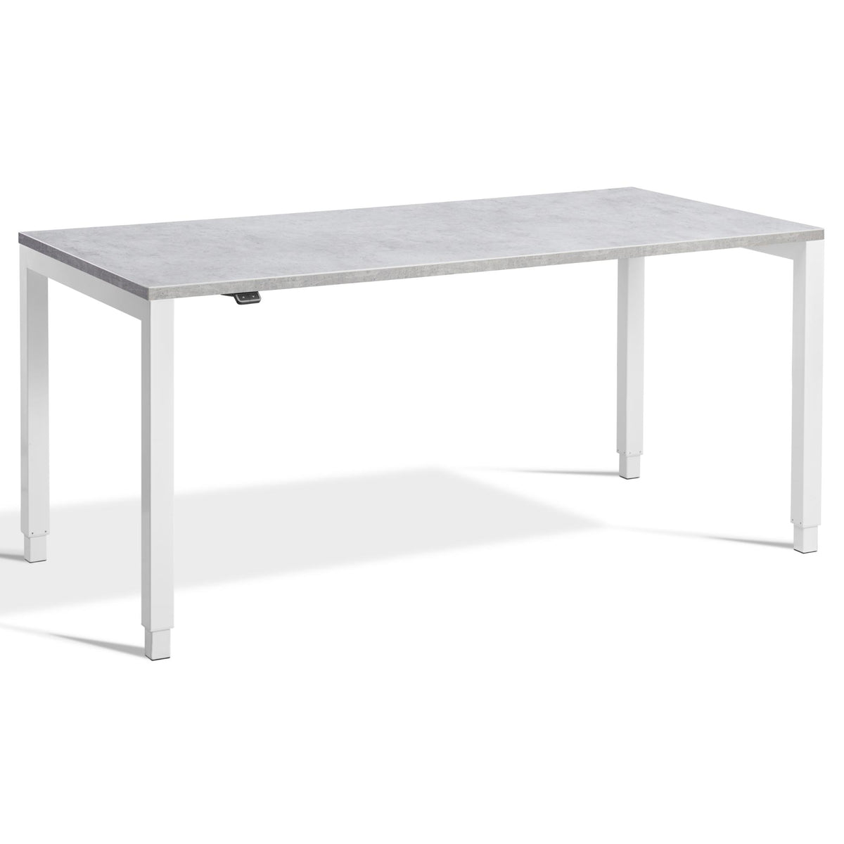 Standing Desk 4 Legs - Rega - White Frame - Light Concrete Top - Studio Image