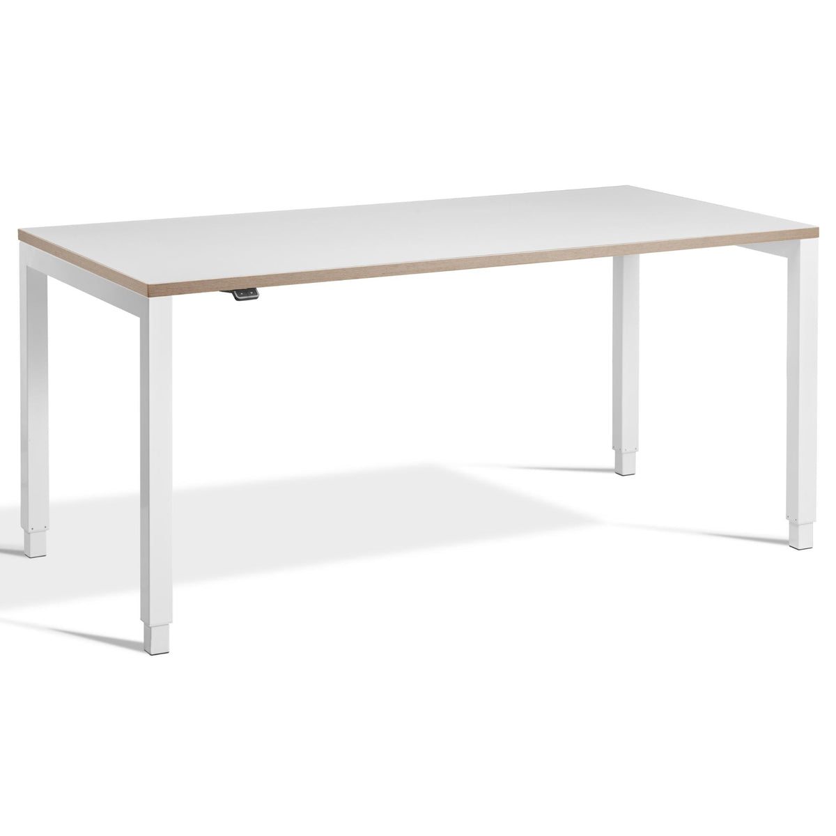 Standing Desk 4 Legs - Rega - White Frame - White Ply Edge Top - Studio Image