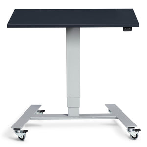 Standing Desk With Wheels - Rova - Silver Frame - Anthracite Top - Studio Image
