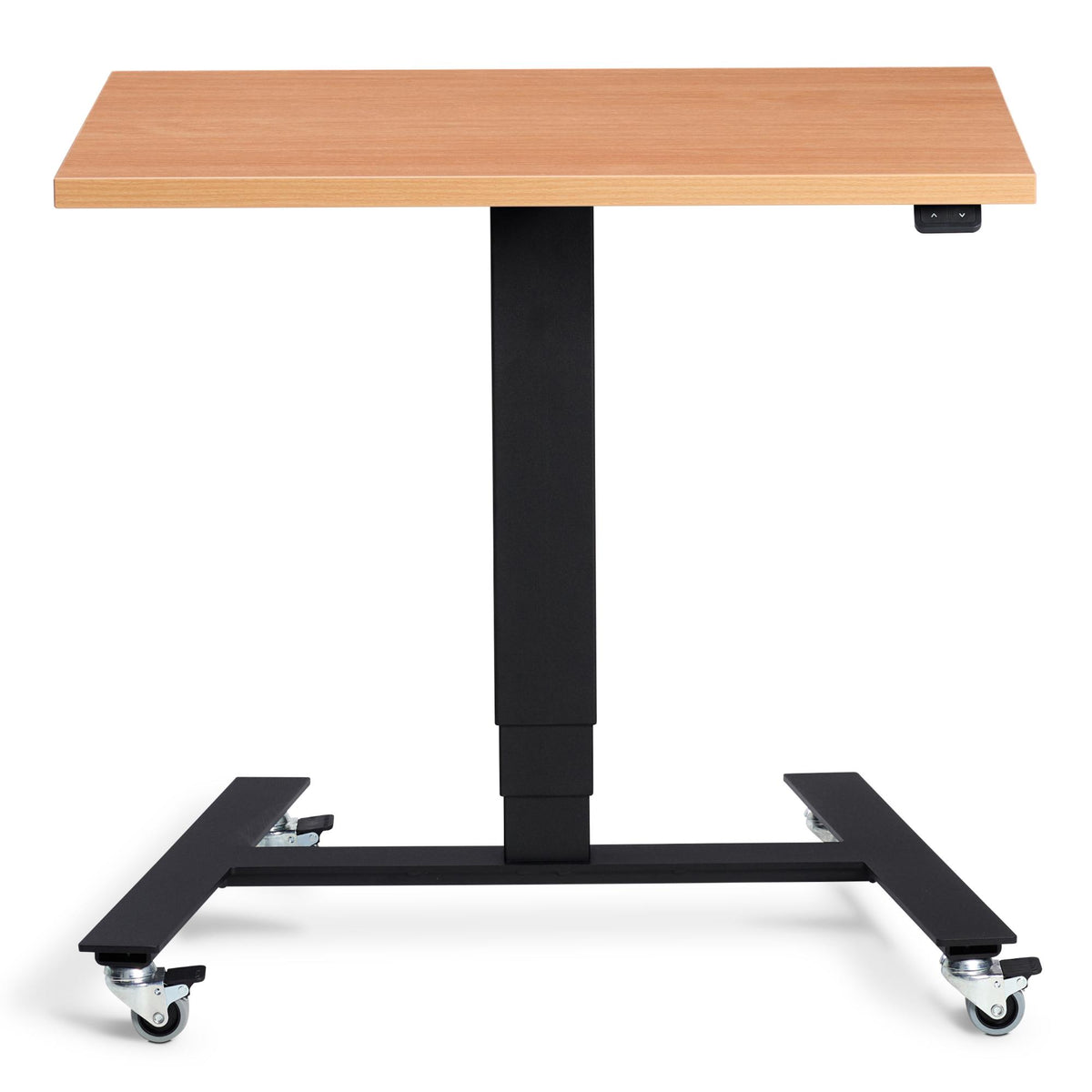Standing Desk on Wheels - Rova Desk - Black Frame - Beech Top - Studio Image