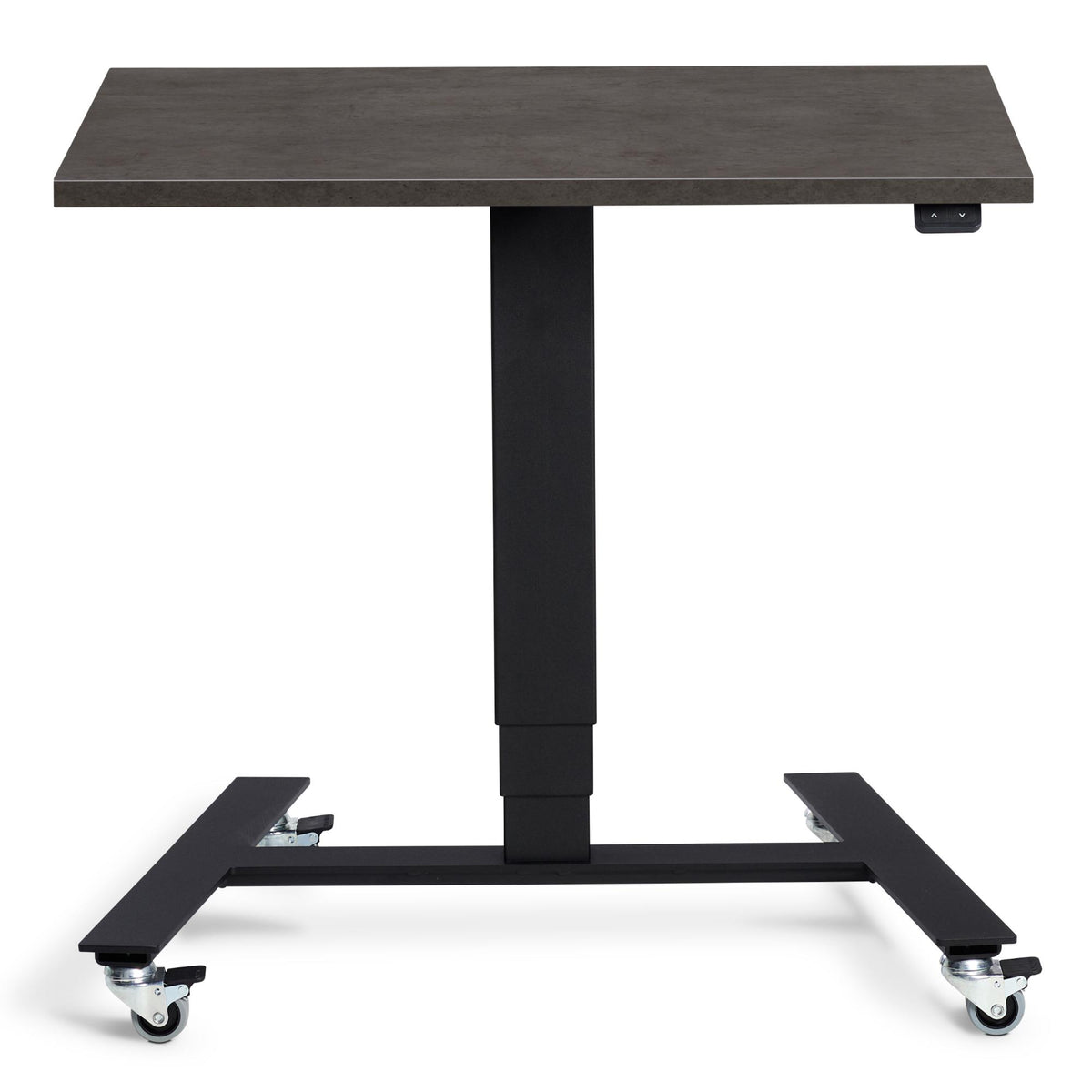 Standing Desk on Wheels - Rova Desk - Black Frame - Dark Concrete Top - Studio Image