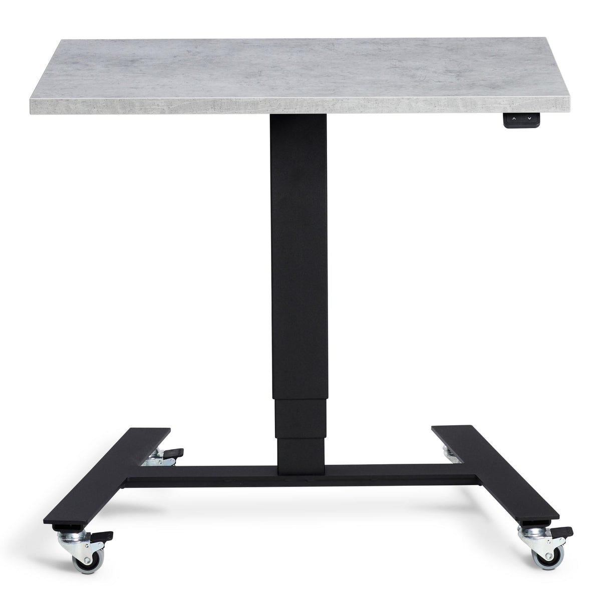Standing Desk on Wheels - Rova Desk - Black Frame - Light Concrete Top - Studio Image