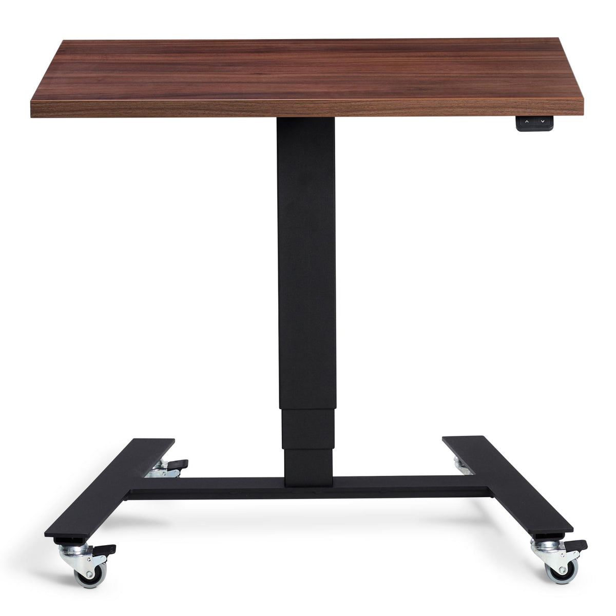 Standing Desk on Wheels - Rova Desk - Black Frame - Natural Dijon Walnut Top - Studio Image