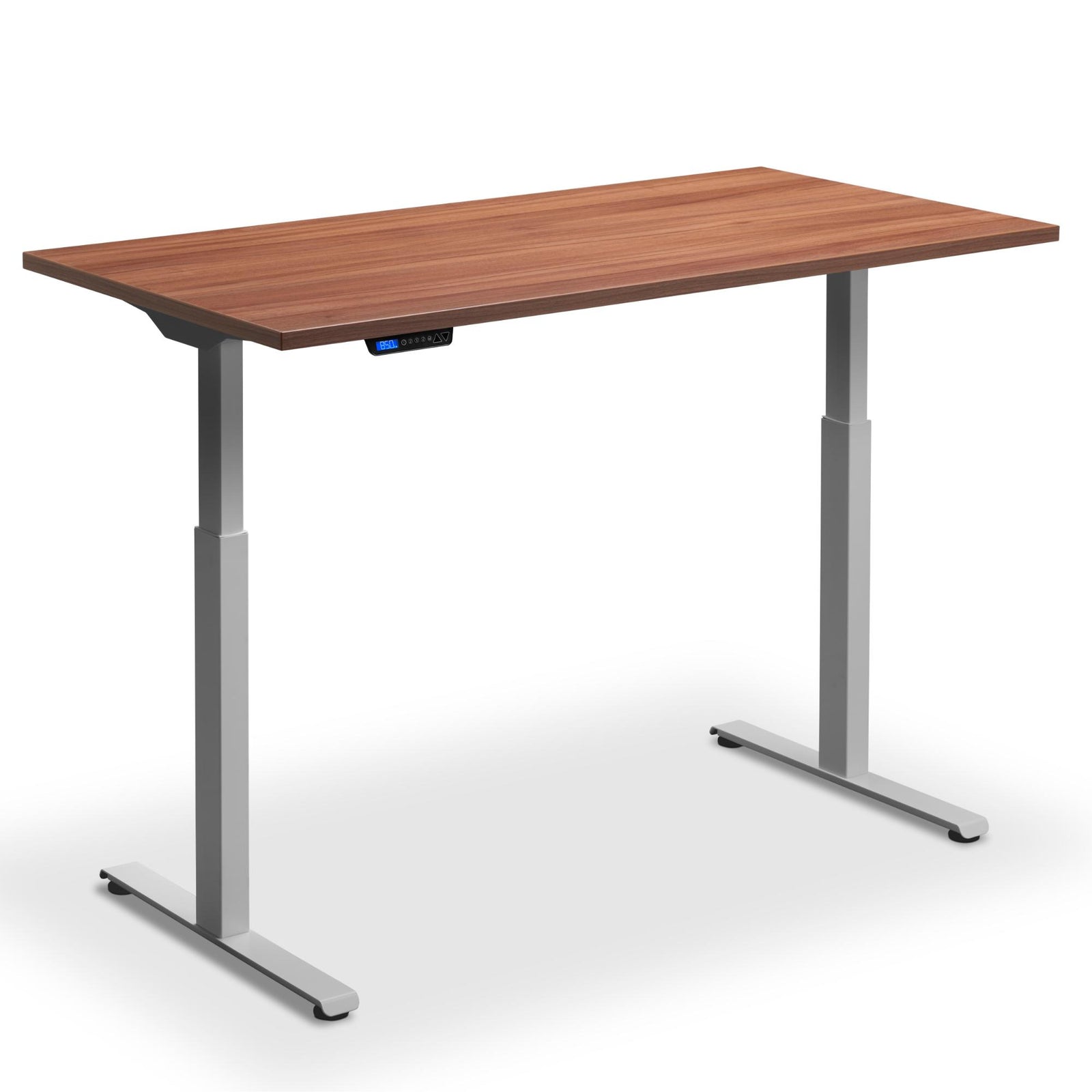 Standing Desk 140cm Wide - Rize 140 - Silver Frame - Natural Dijon Walnut Top - Studio Image