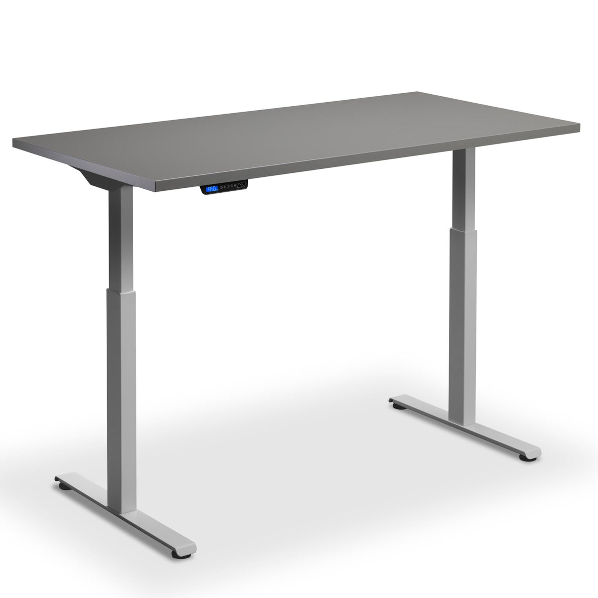 Standing Desk 160cm Wide - Rize 160 - Silver Frame - Graphite Top - Studio Image