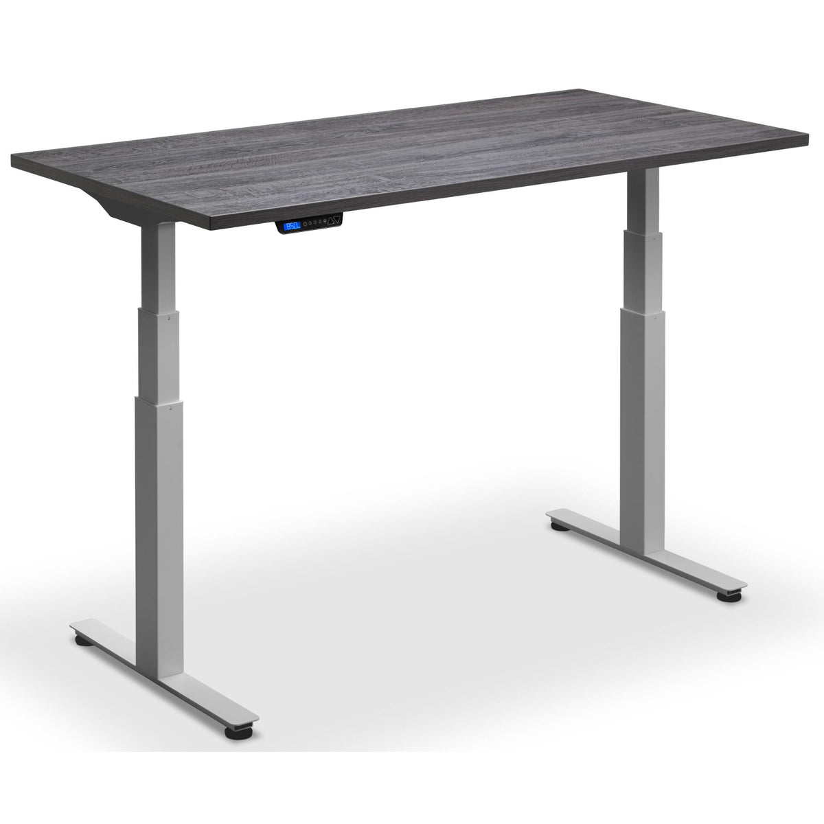 Standing Desk 180cm Wide - Rize 180 - Silver Frame - Anthracite Sherman Oak Top - Studio Image