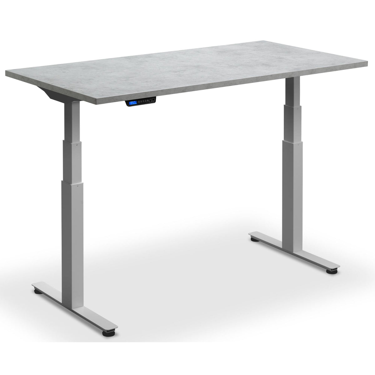 Standing Desk 180cm Wide - Rize 180 - Silver Frame - Light Concrete Top - Studio Image