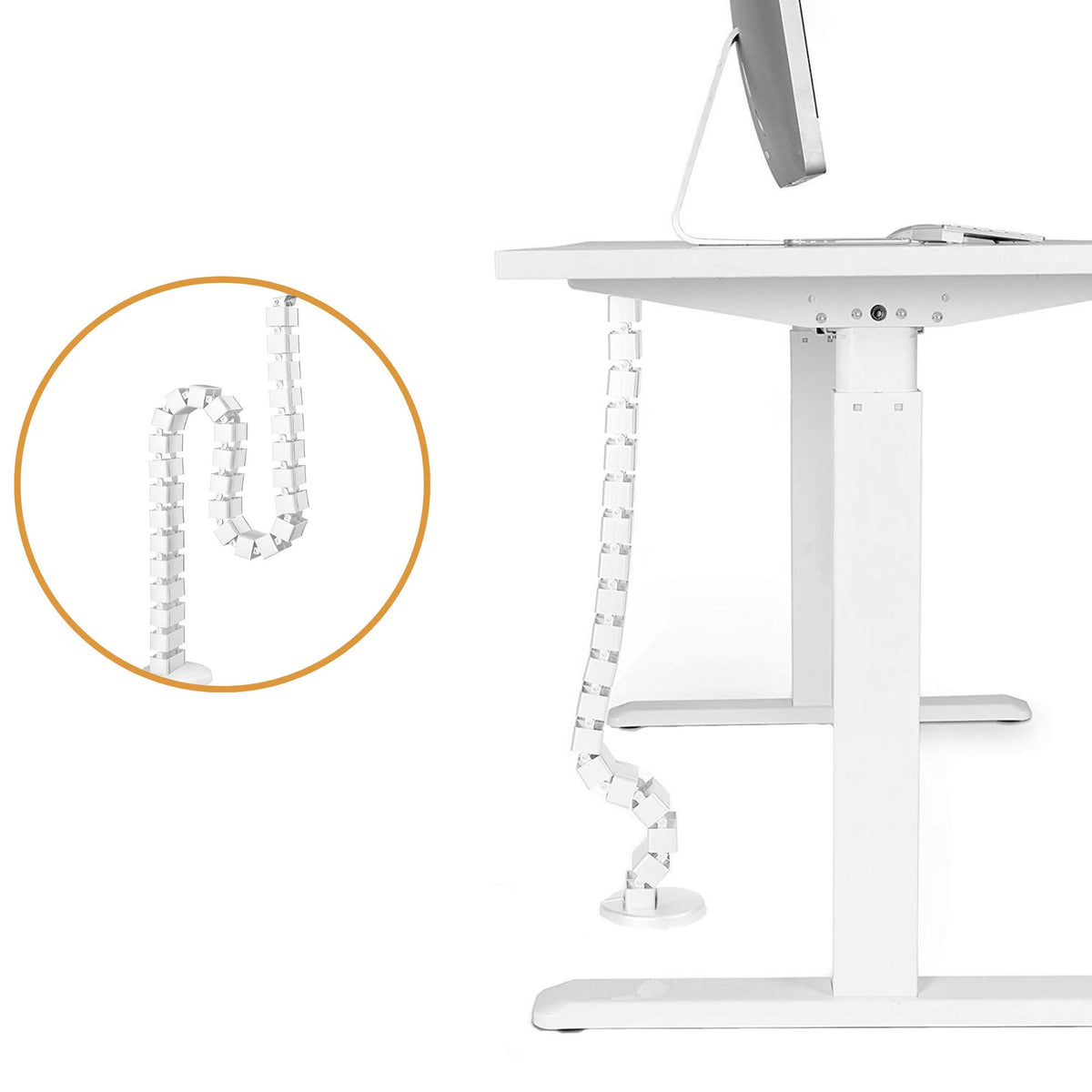 Standing Desk Cable Spine - White Colour - Flexible Movement