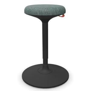 Standing Desk Stool - Viasit Cloonch - Black Base - Grey Green Rivet 1258 Seat Fabric - Studio Image