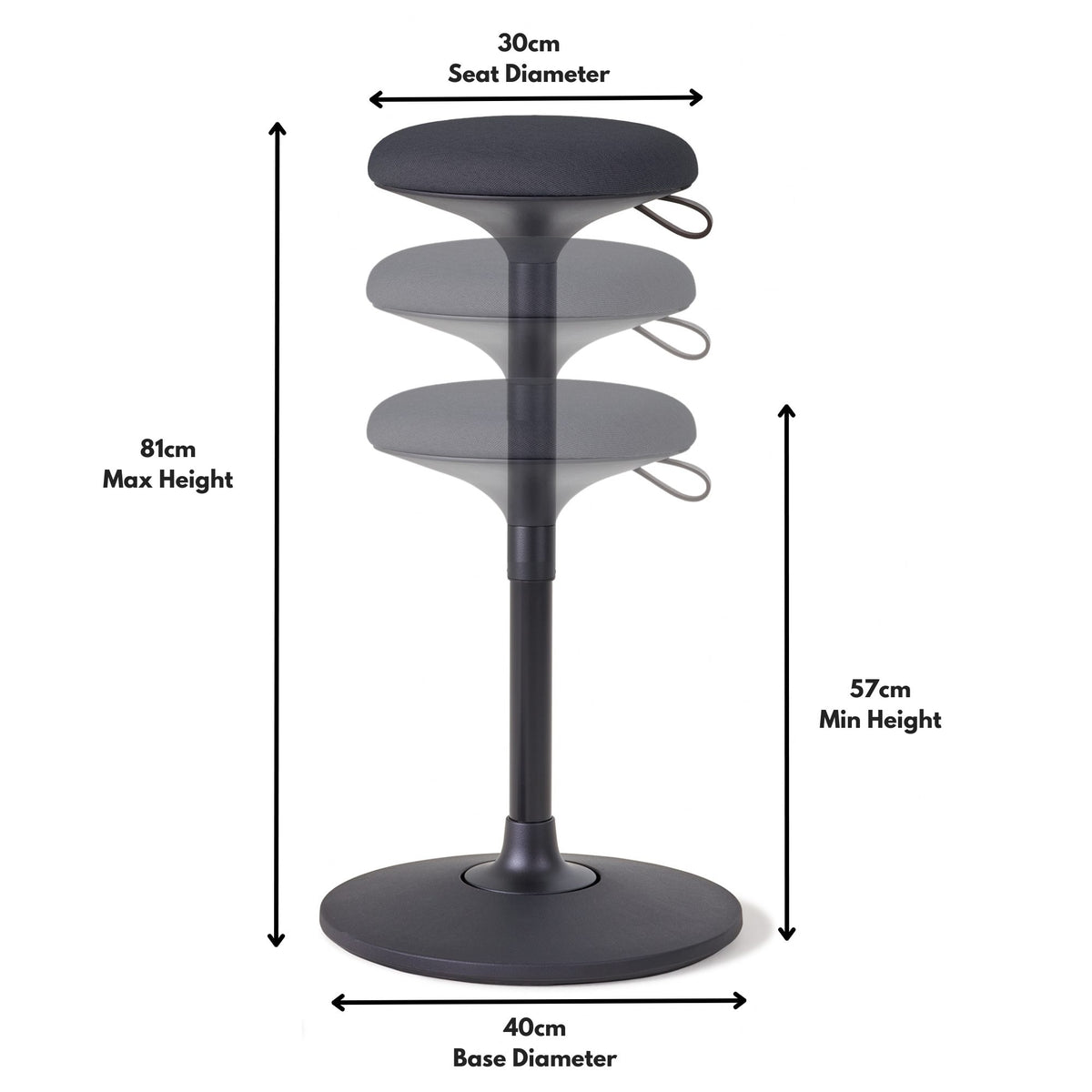 Standing Desk Stool - Viasit Cloonch Dimensions