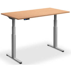 Standing Desk with Bicycle - Rize Spin - Silver Frame - Beech Top - Studio Image