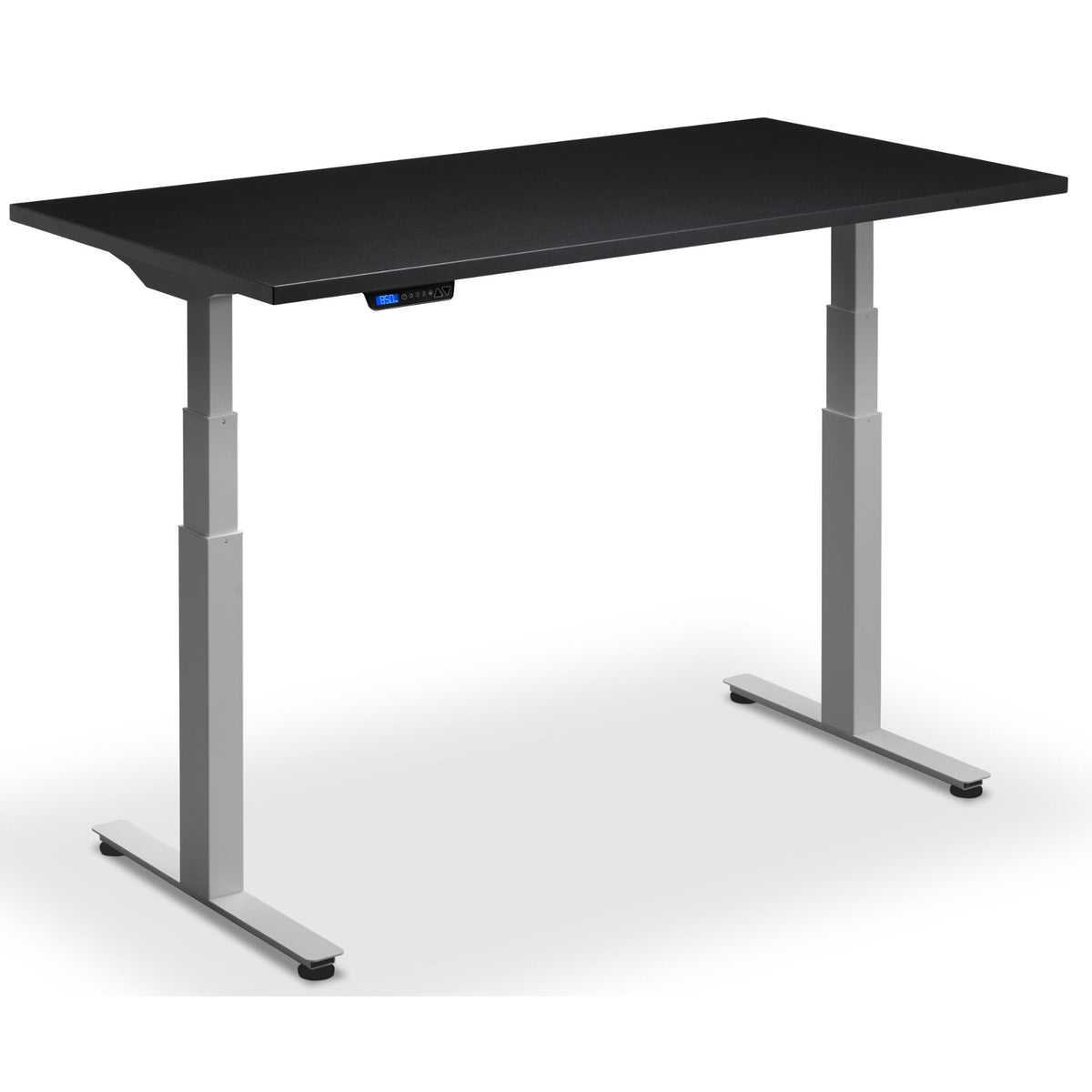 Standing Desk with Bicycle - Rize Spin - Silver Frame - Black Top - Studio Image