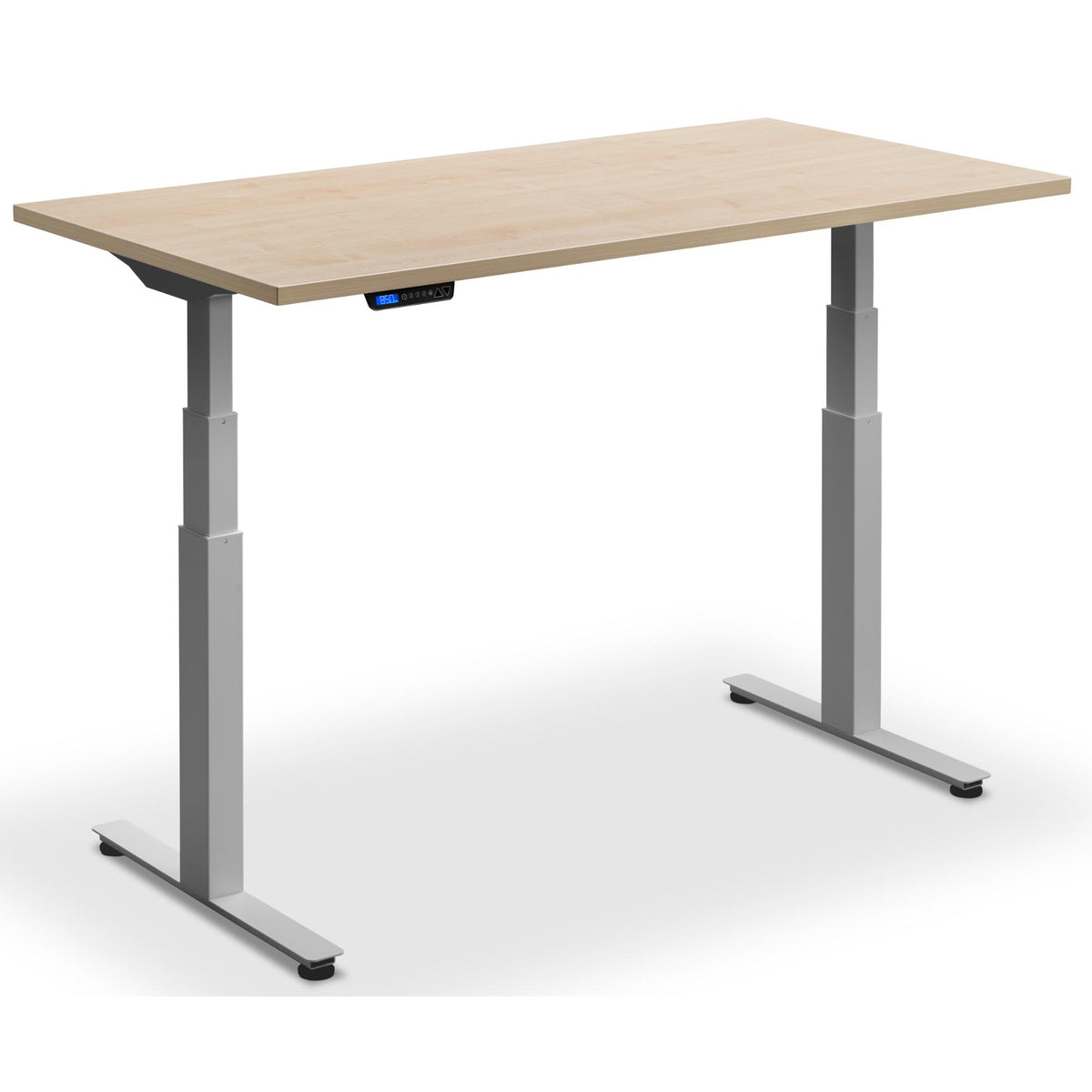 Standing Desk with Bicycle - Rize Spin - Silver Frame - Maple Top - Studio Image