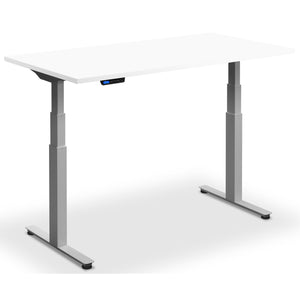 Standing Desk with Bicycle - Rize Spin - Silver Frame - White Top - Studio Image