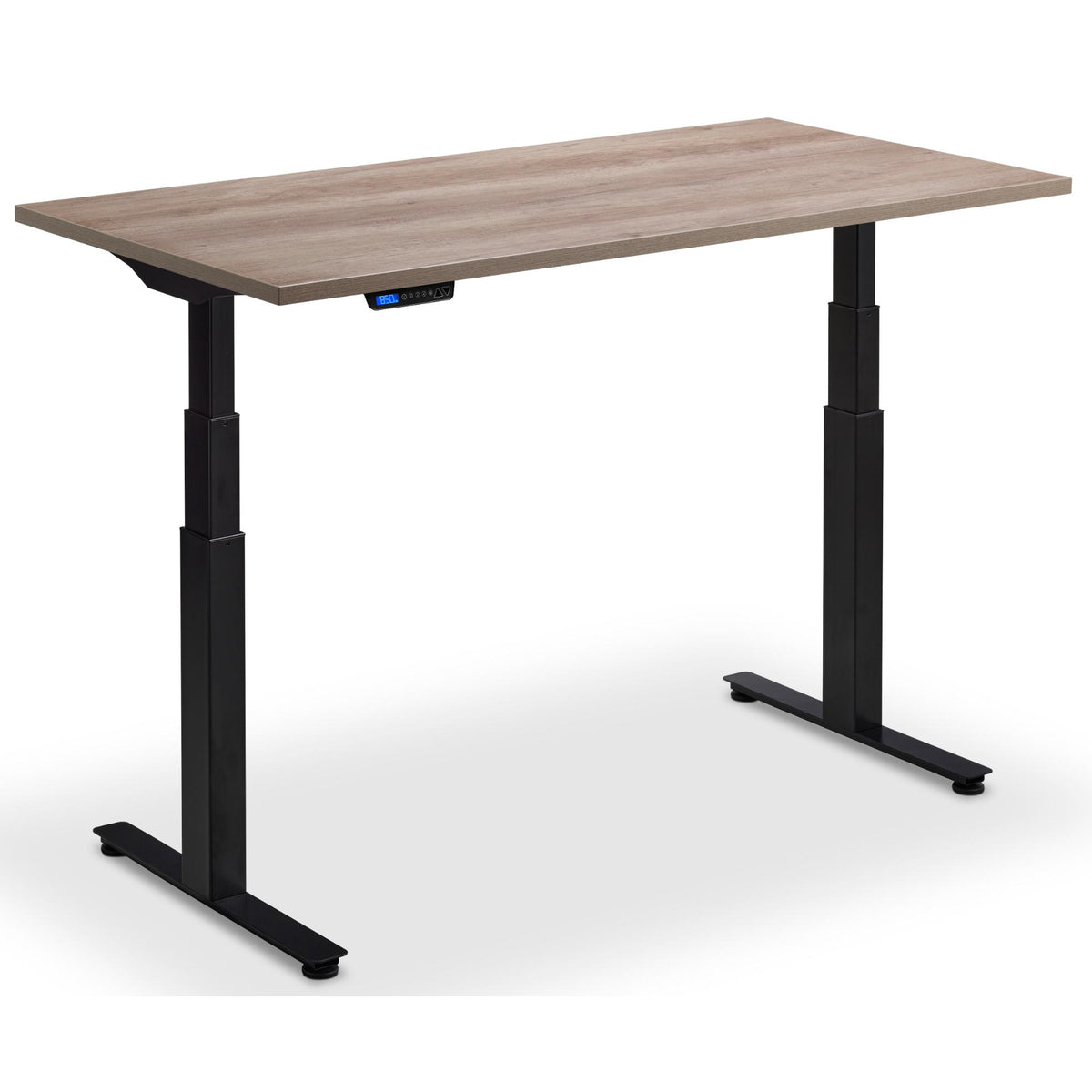 Standing Desk with Bike - Rize Spin - Black Frame - Grey Nebraska Oak Top - Studio Image