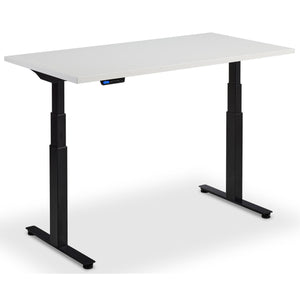 Standing Desk with Bike - Rize Spin - Black Frame - Light Grey Top - Studio Image