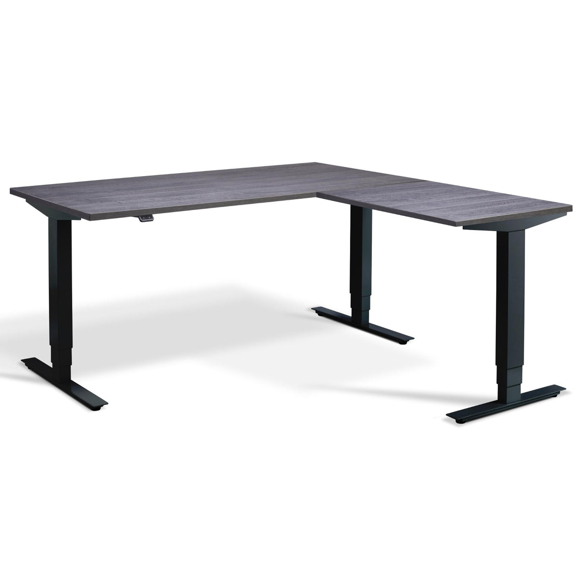 Standing L Desk - Advance Corner - Black Frame - Anthracite Sherman Oak Top - Studio Image