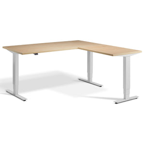 Standing L Desk - Advance Corner - Light Grey Frame - Maple Top - Studio Image
