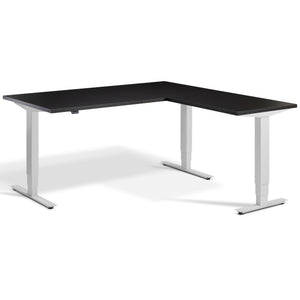Standing L Desk - Advance Corner - Light Grey Frame - Soft Black Top - Studio Image