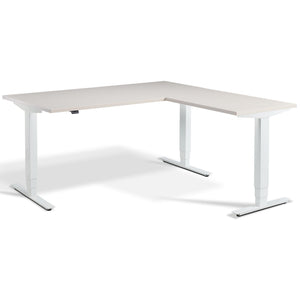 Standing L Desk - Advance Corner - White Frame - Cashmere Top - Studio Image