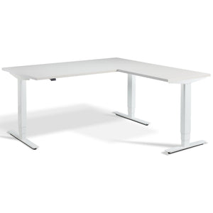Standing L Desk - Advance Corner - White Frame - Light Grey Top - Studio Image