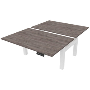 Standing desk for 2 with grey oak desk tops and white frame