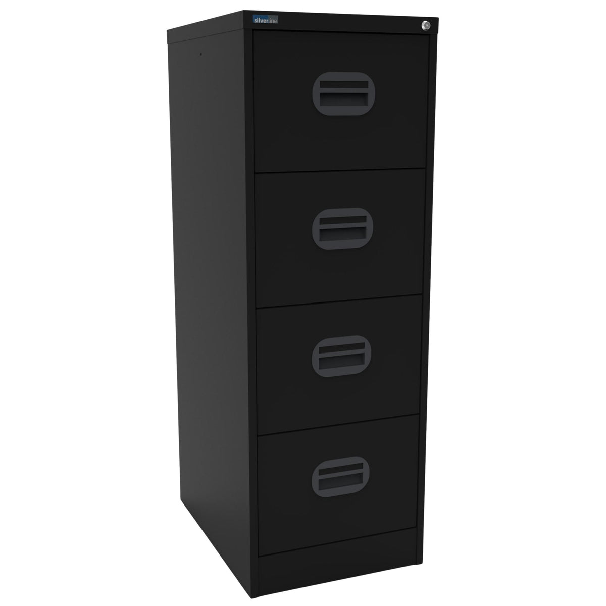 Steel Filing Cabinet - Revilo - 4 Drawer - Black - Studio Image