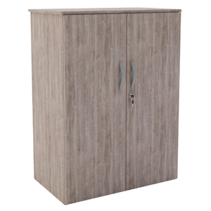 Storage Cupboard for Office - Revilo - Medium Cabinet - Grey Oak - Studio Image 