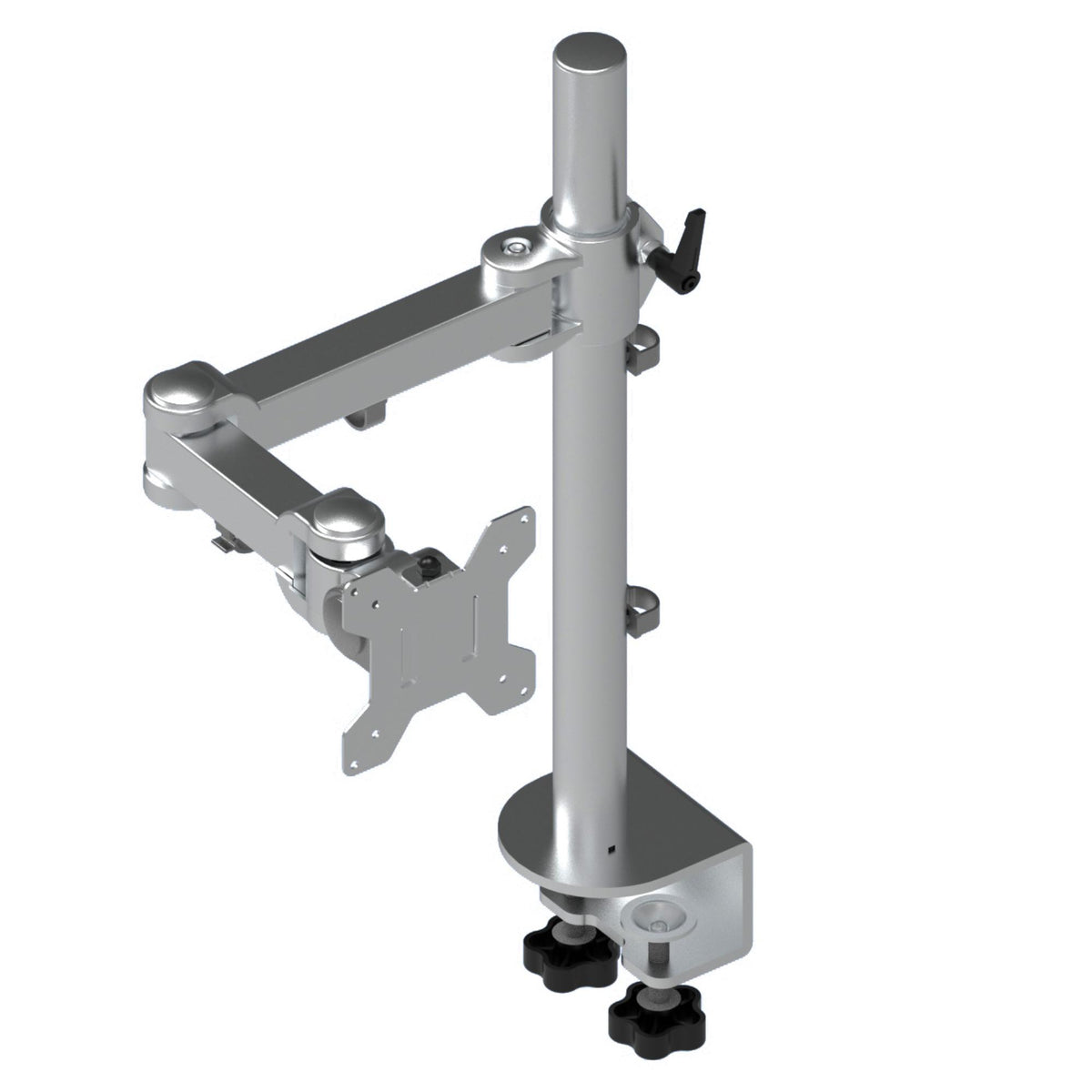 Strata Single Monitor Stand - Silver Colour - Side Mount Shown