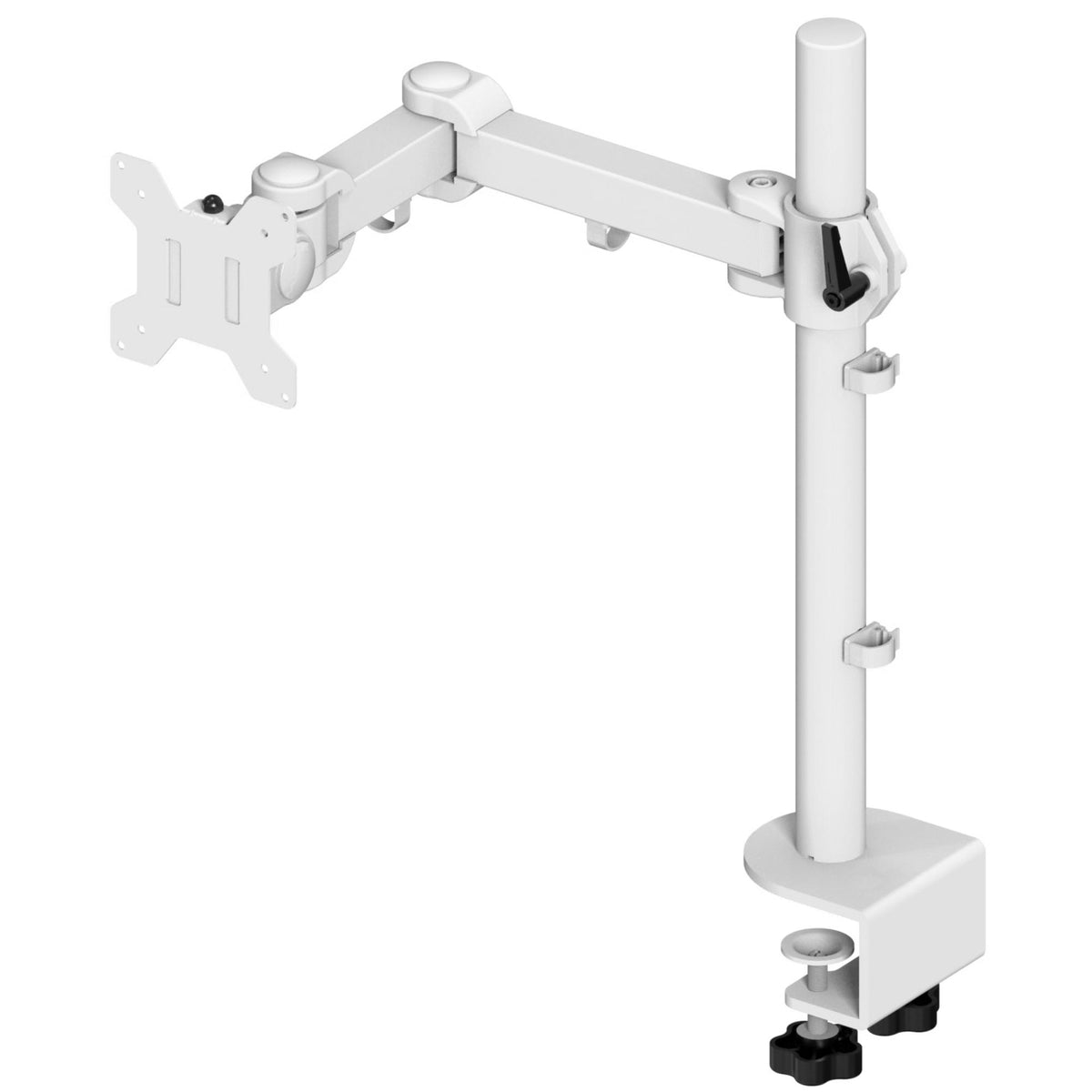 Strata Single Monitor Stand - White Colour - Side Mount Shown