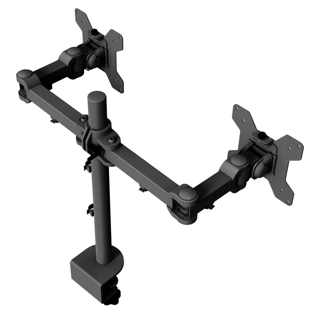 Strata Twin Monitor Arm - Black Colour - Top and Rear View