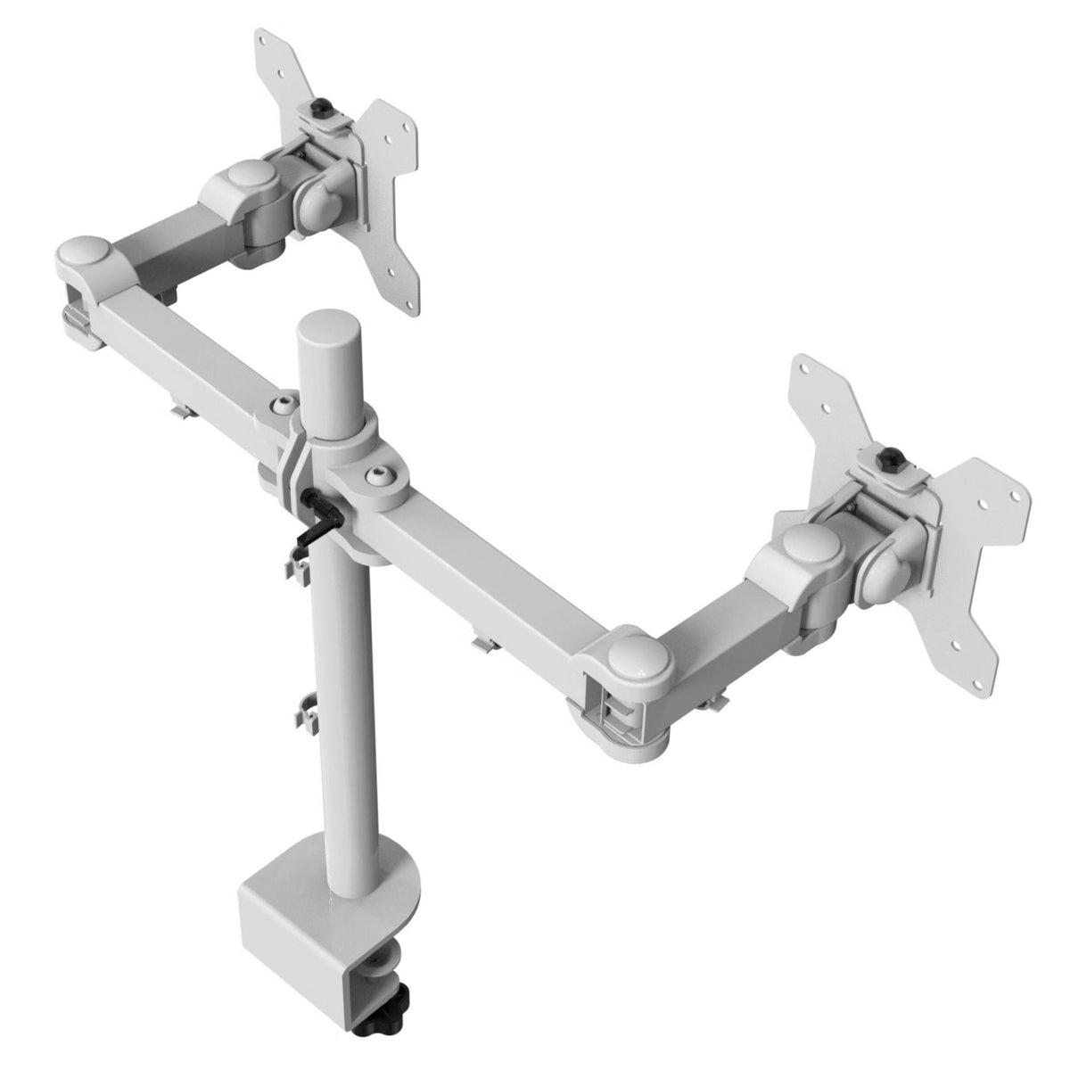 Strata Twin Monitor Arm - White Colour - Top and Rear View