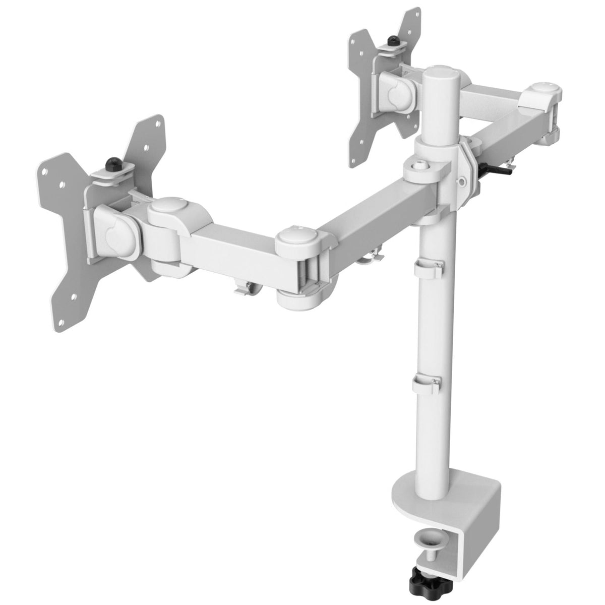 Strata Twin Monitor Stand - White Colour - Rear Left View