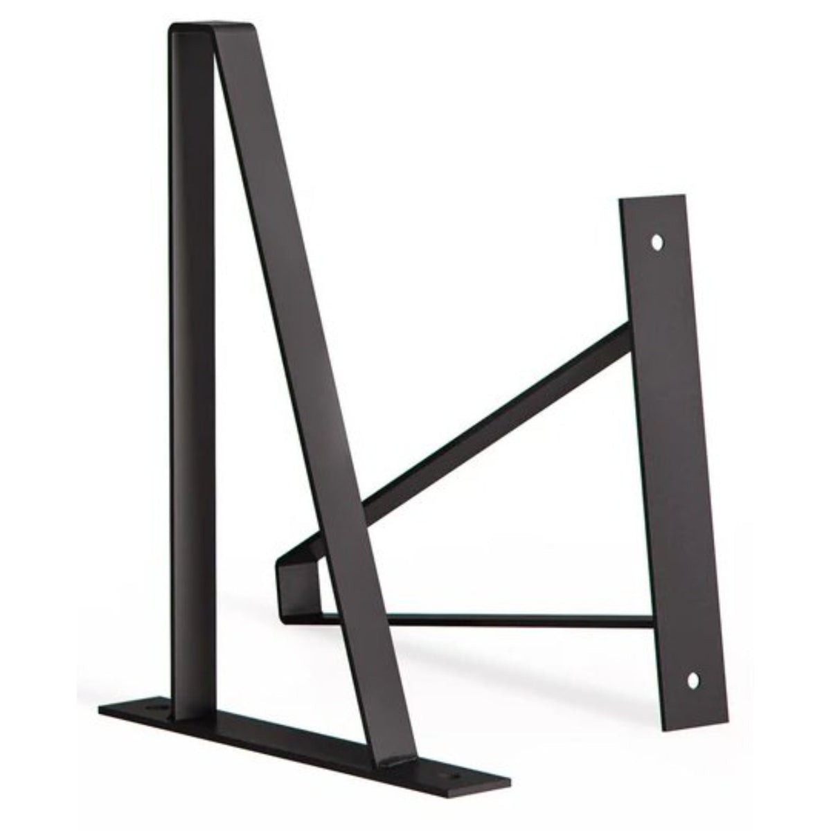Suspense shelf brackets, black, side view on white background