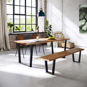 Table V Frame Legs - Black - 71cm x 78cm Industrial Legs - Dining Table Setup