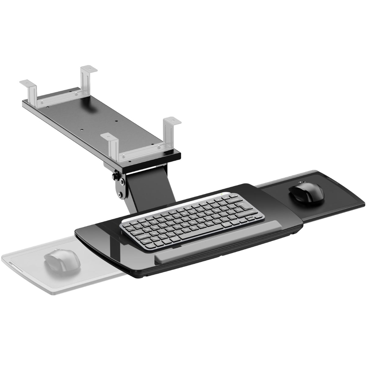 Under Desk Keyboard Tray - two retractable mouse platform