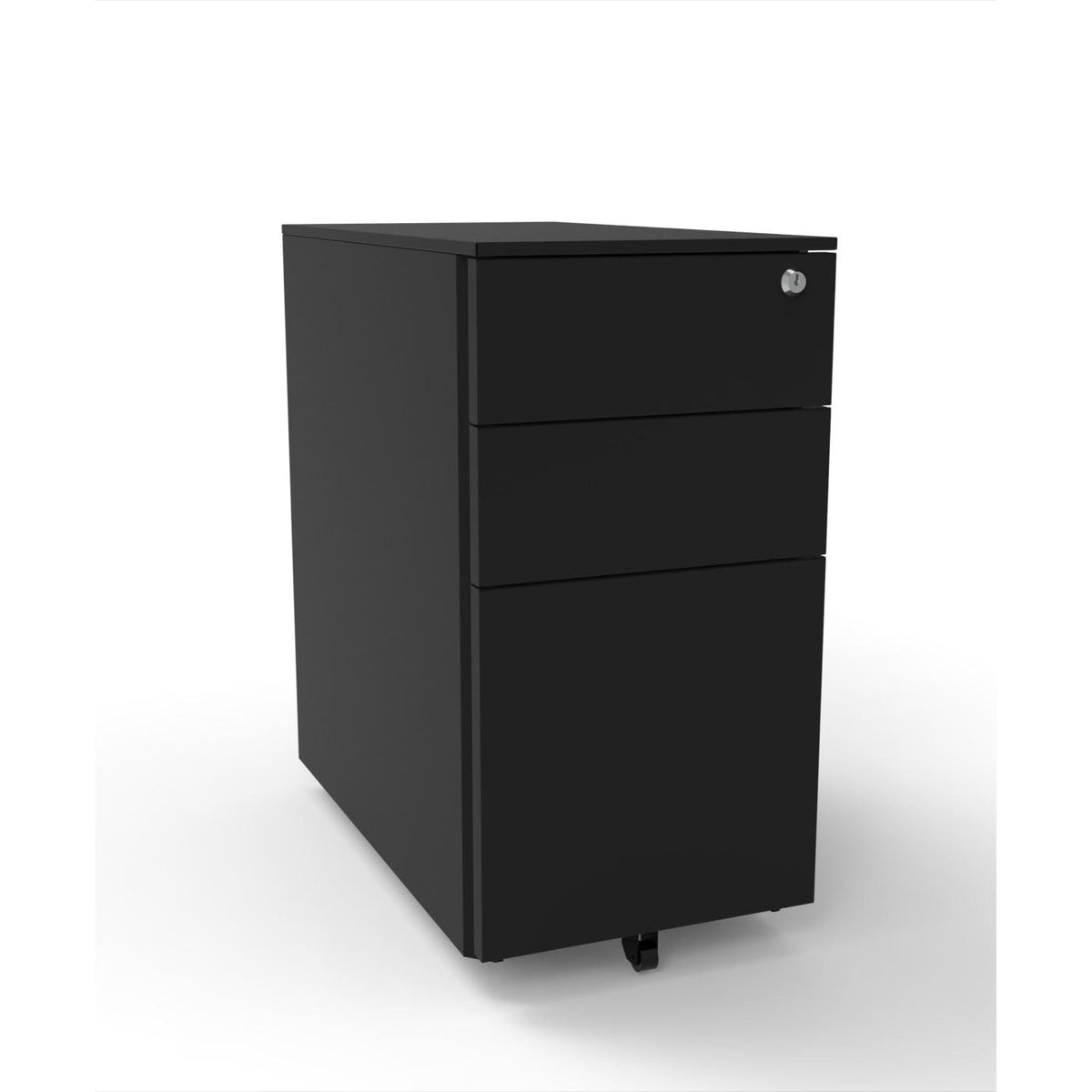 Under Desk Pedestal Drawers - Slim - in black front right view